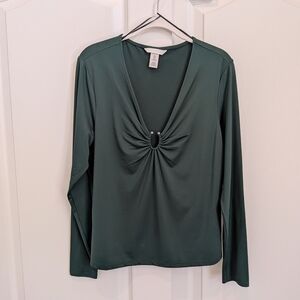 H&M Forest Green Long Sleeve Top with Front Detail